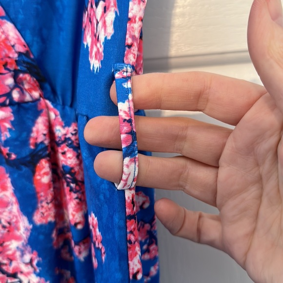 Hotsquash London maxi dress sz 12 (US) w belt NWT cherry blossom print - Picture 4 of 9
